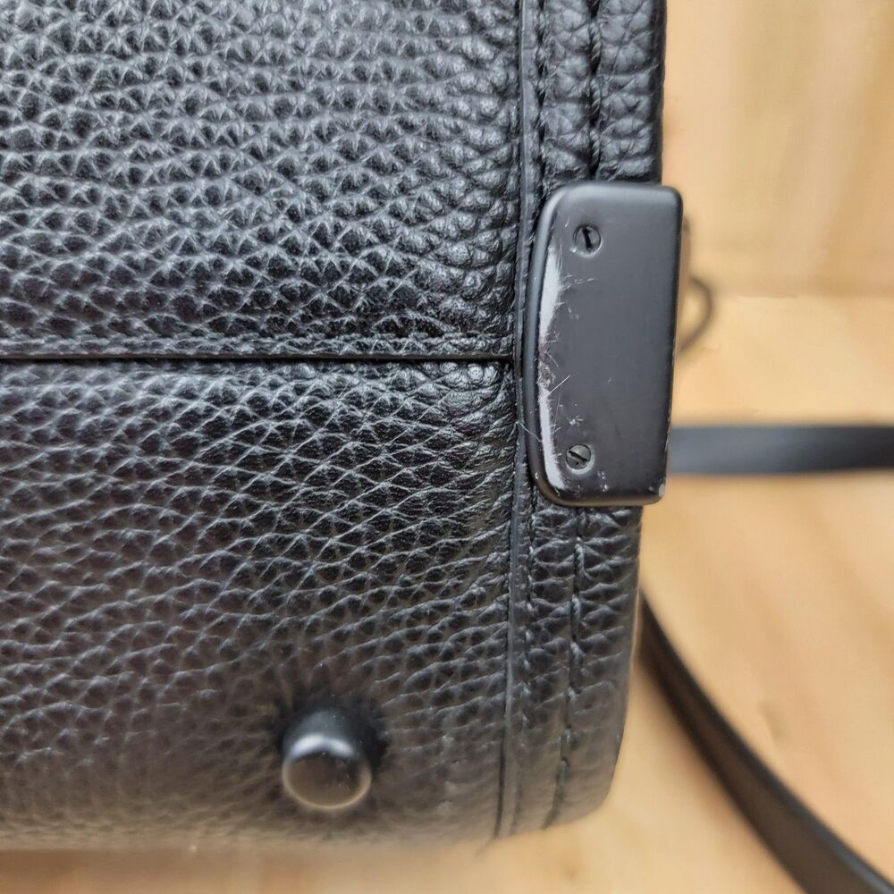 Coach Swagger Carryall Black Pebbled Leather Satchel Crossbody Bag Purse - Picture 9 of 15